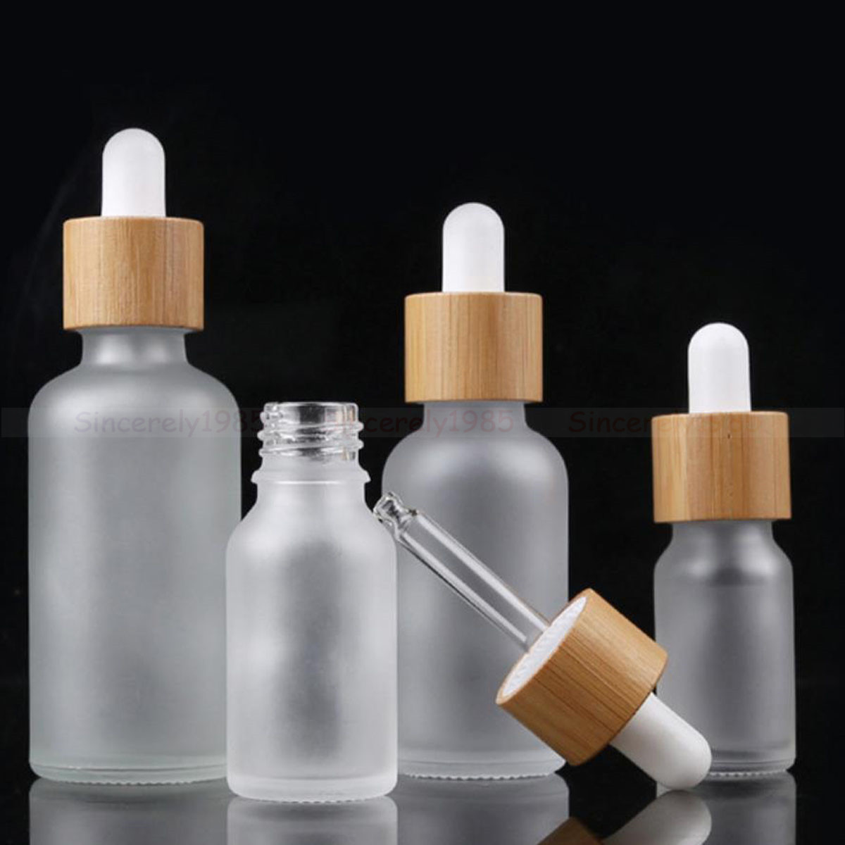 Juice Bottle Dropper - Flaconi Contagocce in Vetro Smerigliato Bianco